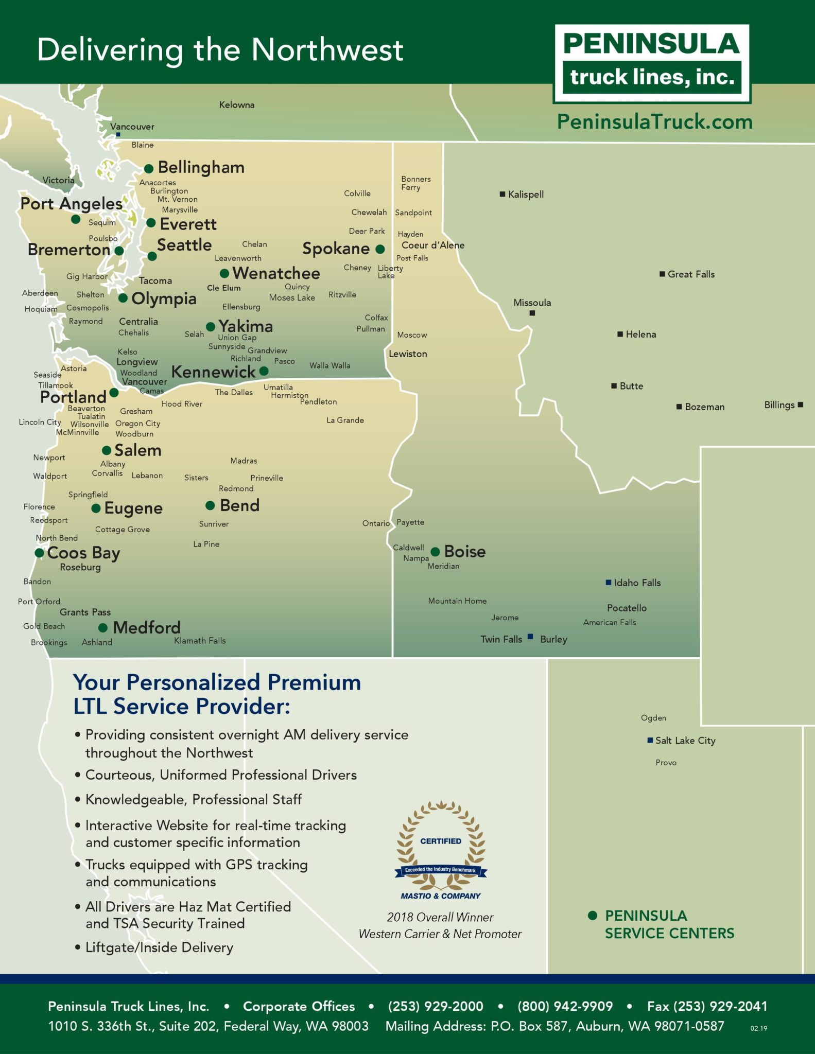 Service Maps - Peninsula Truck Lines, Inc.